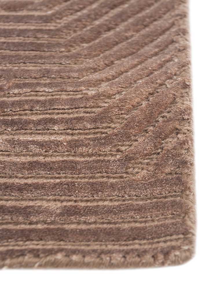 azalea beige and brown wool and bamboo silk hand knotted Rug - Corner