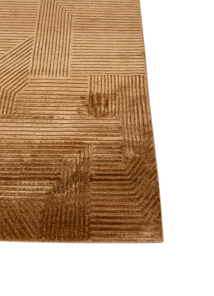 azalea gold wool and bamboo silk hand knotted Rug - Corner