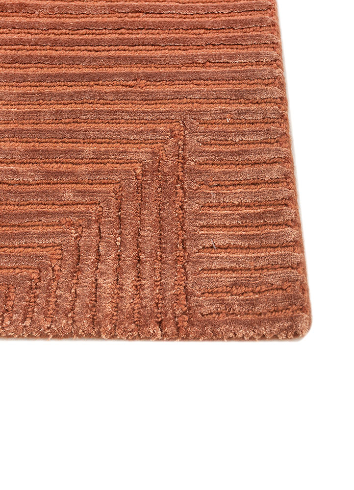 azalea red and orange wool and bamboo silk hand knotted Rug - Corner