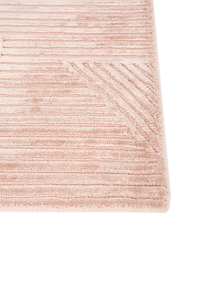 azalea red and orange wool and bamboo silk hand knotted Rug - Corner