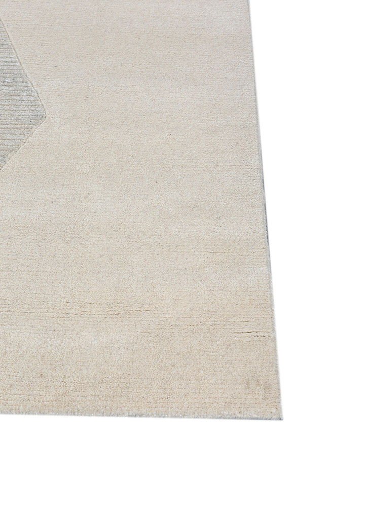 zuri ivory wool and bamboo silk hand knotted Rug - Corner