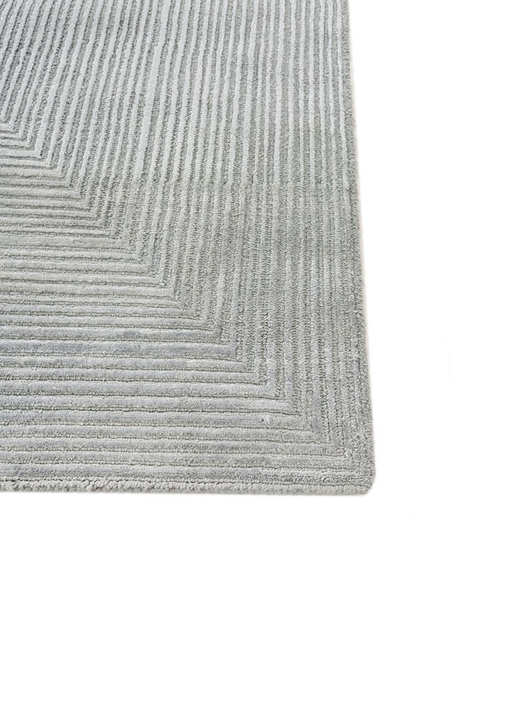 azalea blue wool and bamboo silk hand knotted Rug - Corner
