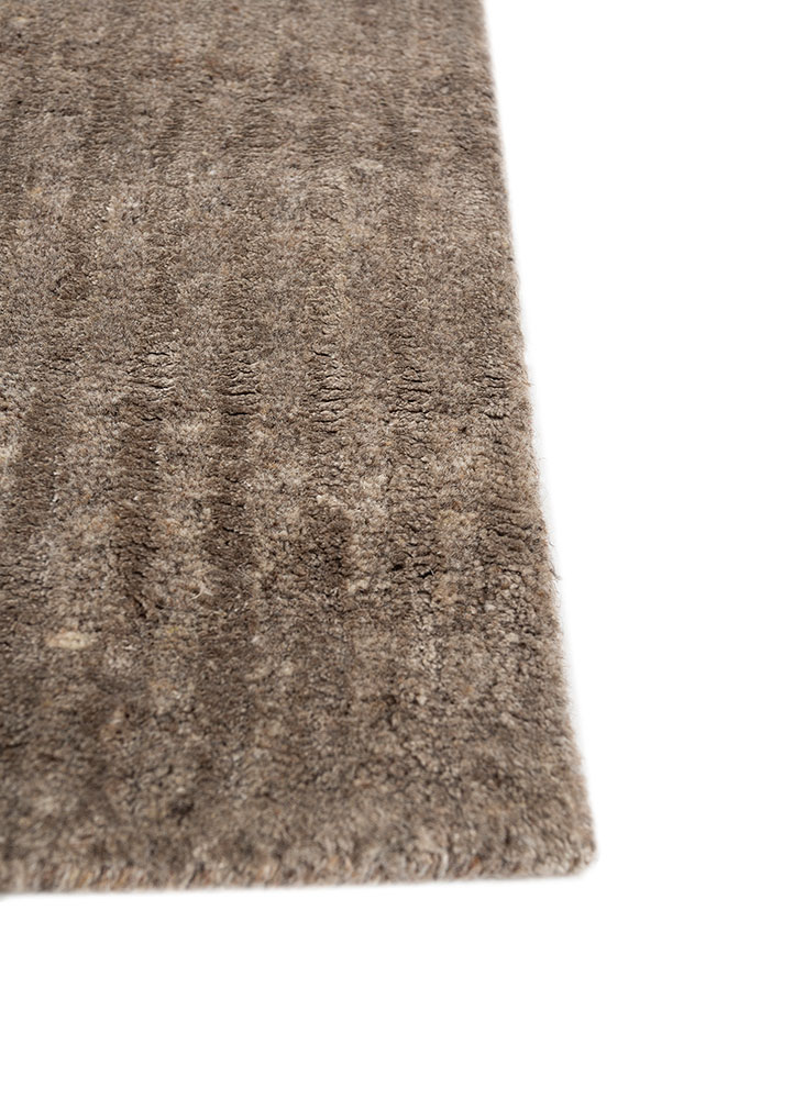 azalea grey and black wool and bamboo silk hand knotted Rug - Corner