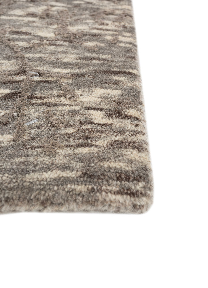far east beige and brown wool and bamboo silk hand knotted Rug - Corner