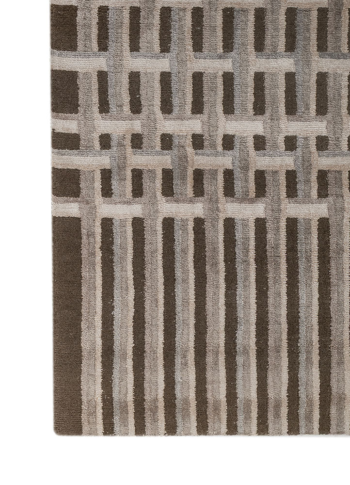 azalea ivory wool and bamboo silk hand knotted Rug - Corner