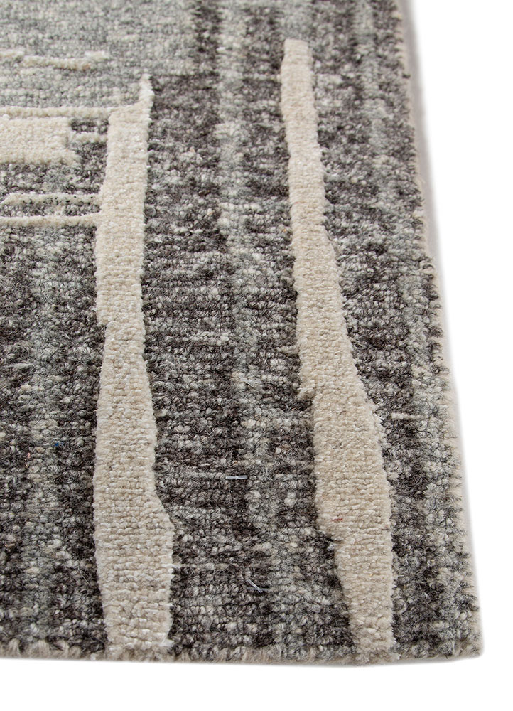 manifest ivory wool and bamboo silk hand knotted Rug - Corner