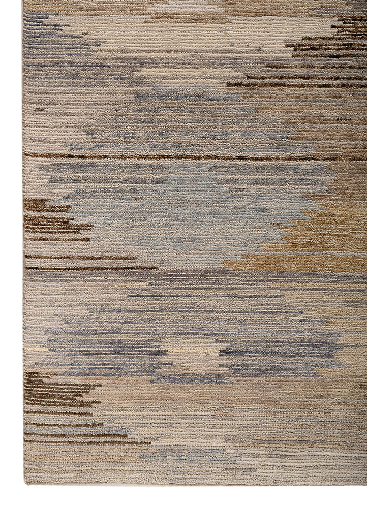 savana ivory wool hand knotted Rug - Corner