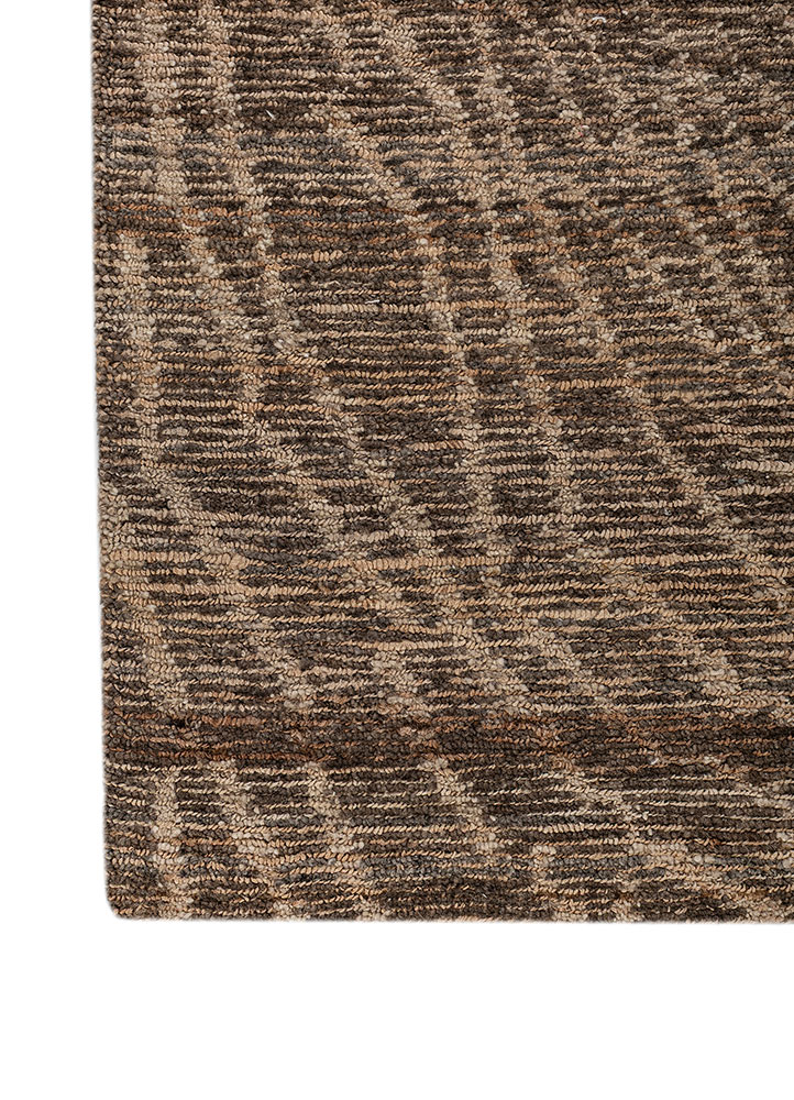 aprezo beige and brown wool hand knotted Rug - Corner