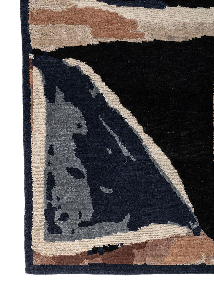 sthir blue wool hand knotted Rug - Corner