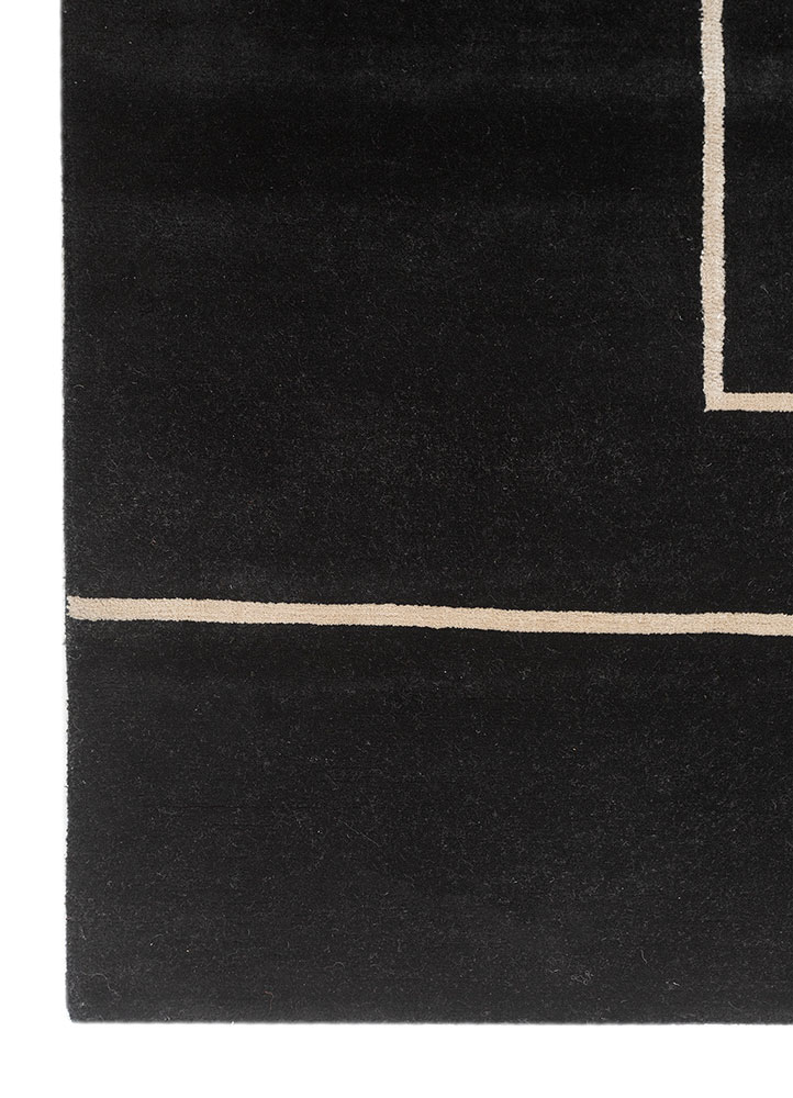 sthir grey and black wool hand knotted Rug - Corner