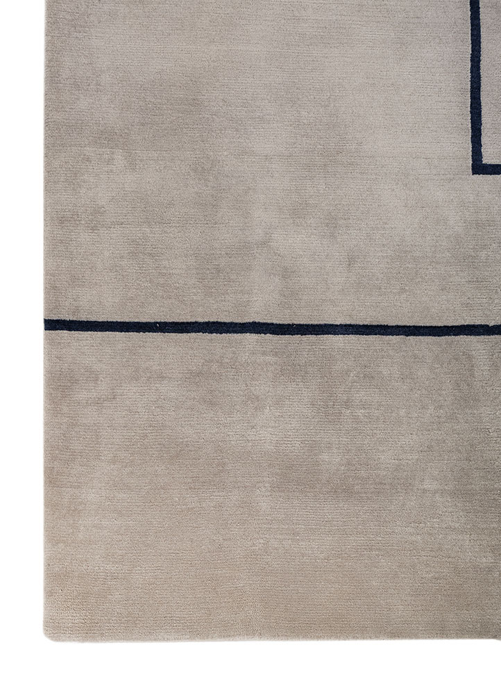 sthir grey and black wool hand knotted Rug - Corner