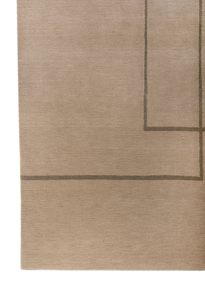 sthir beige and brown wool hand knotted Rug - Corner