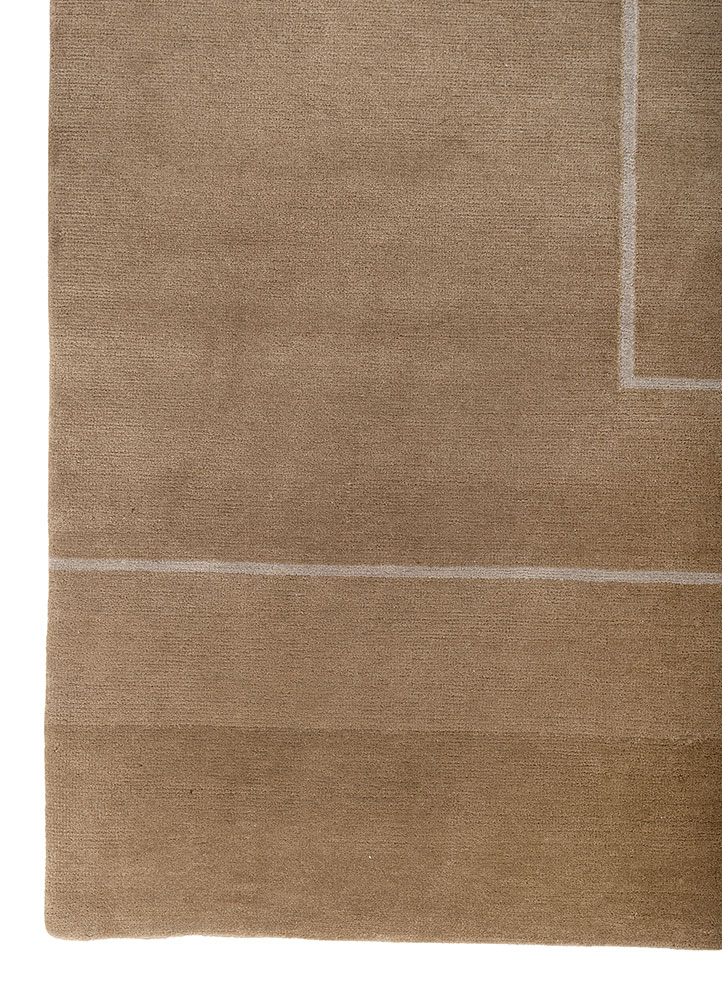 sthir beige and brown wool hand knotted Rug - Corner