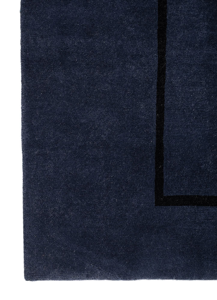sthir blue wool hand knotted Rug - Corner