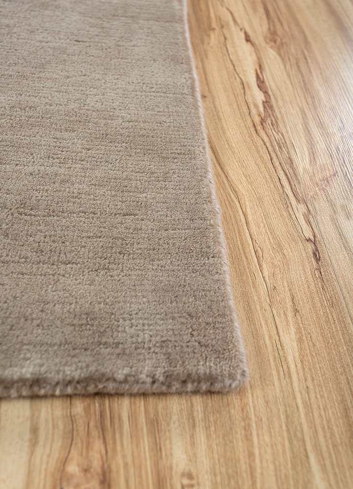 sthir beige and brown wool hand knotted Rug - Corner