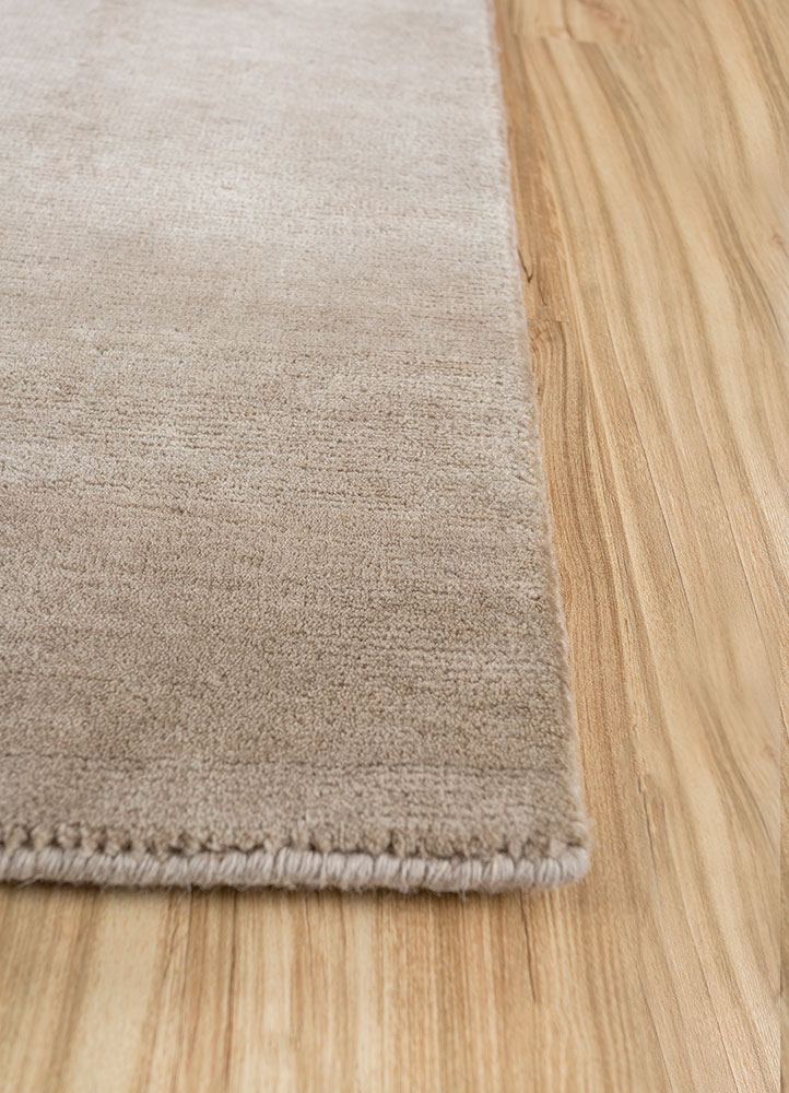 sthir beige and brown wool hand knotted Rug - Corner