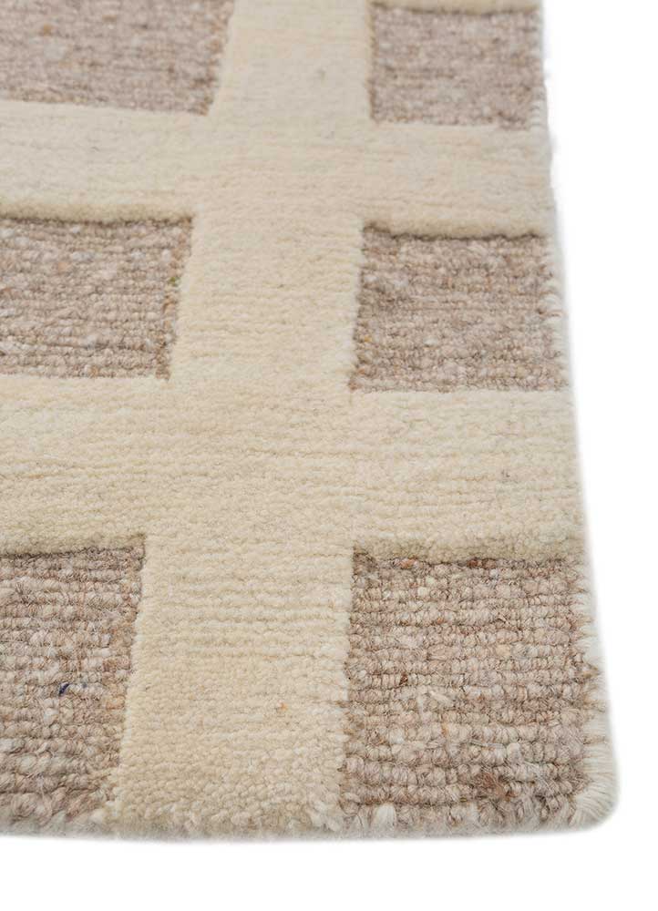 manifest beige and brown wool hand knotted Rug - Corner