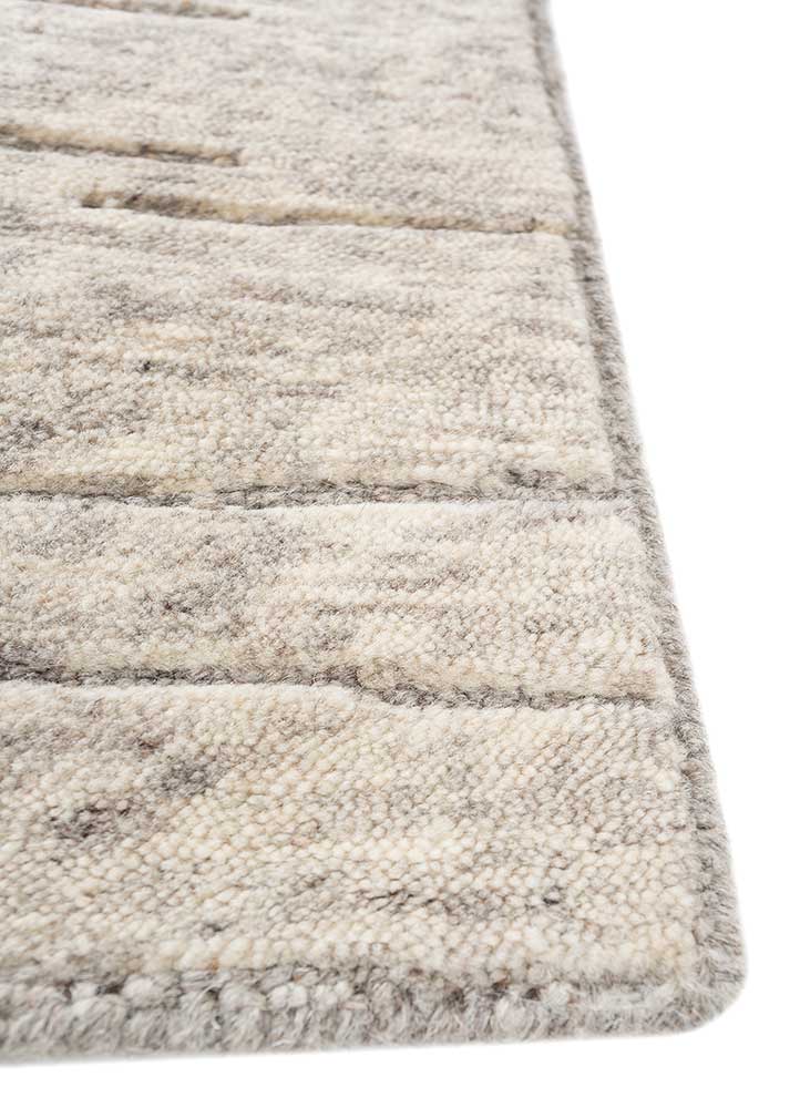 aprezo ivory wool hand knotted Rug - Corner