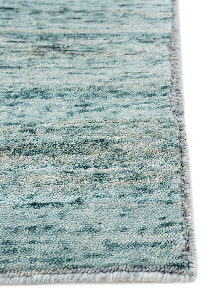 blythe blue wool hand knotted Rug - Corner
