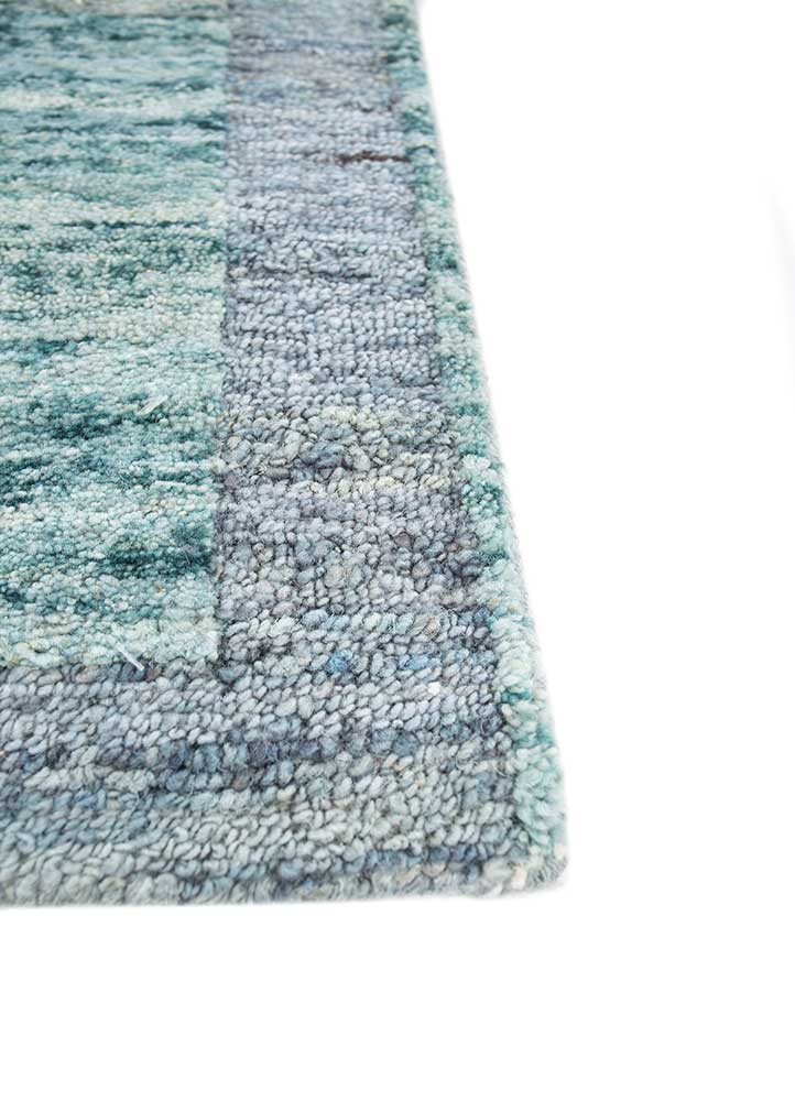 blythe blue wool hand knotted Rug - Corner