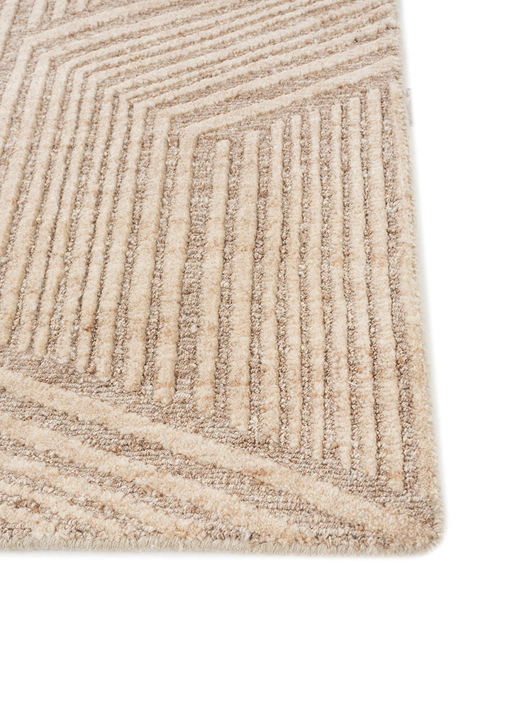 manifest beige and brown wool hand knotted Rug - Corner