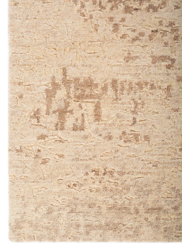 uvenuti beige and brown wool hand knotted Rug - Corner