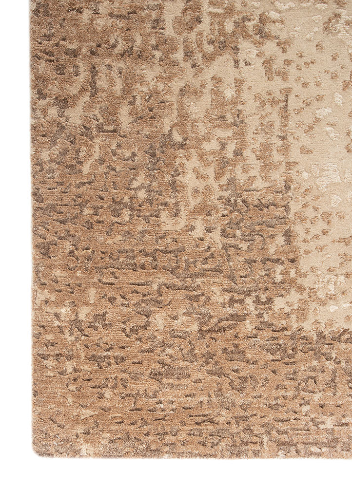 entropy beige and brown wool hand knotted Rug - Corner