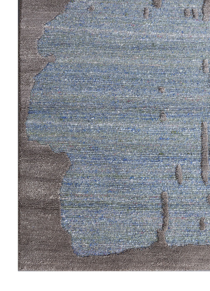 aprezo grey and black nylon hand knotted Rug - Corner