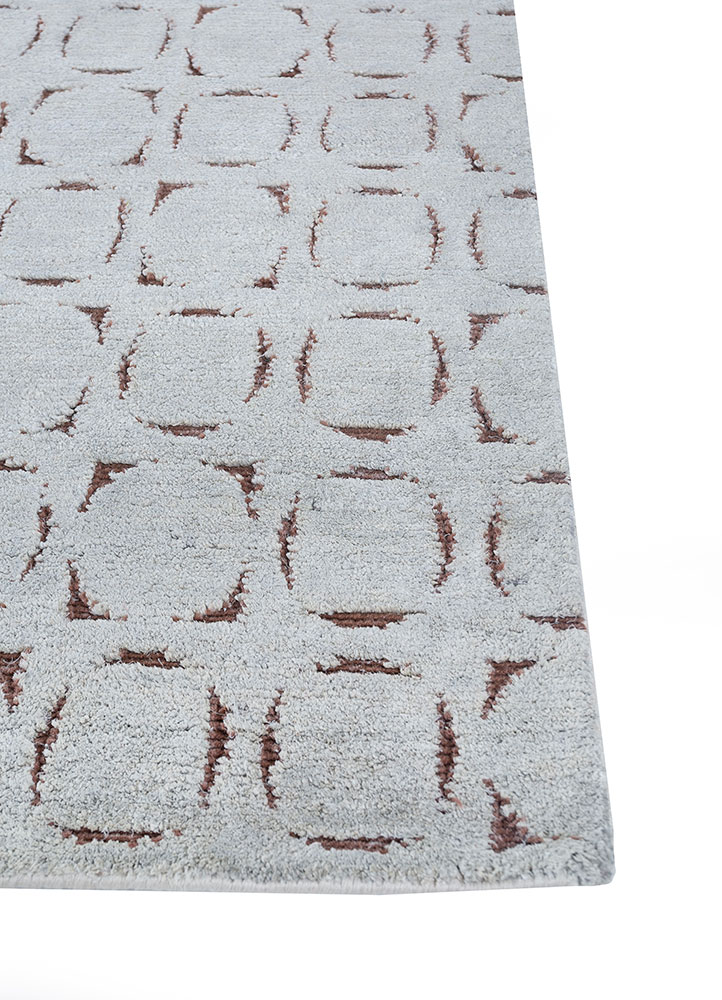 azalea grey and black wool and silk hand knotted Rug - Corner