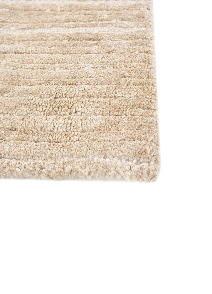 azalea beige and brown wool and silk hand knotted Rug - Corner