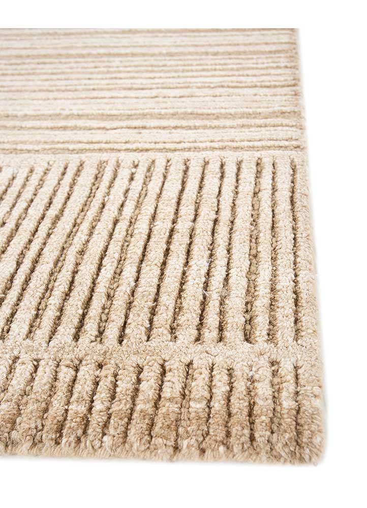 azalea beige and brown wool and silk hand knotted Rug - Corner