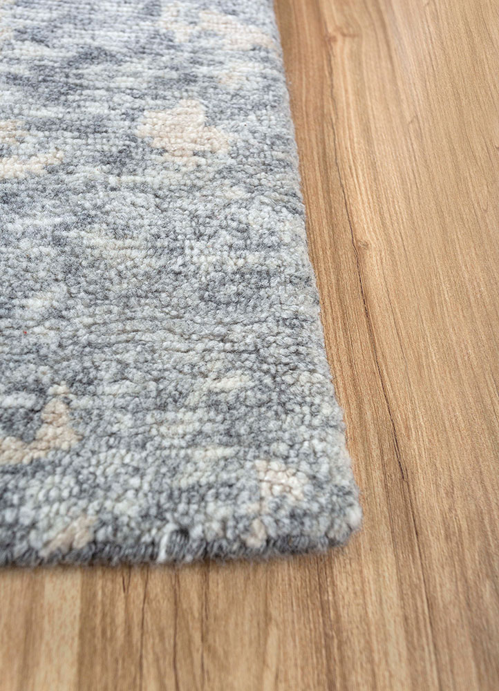uvenuti beige and brown wool hand knotted Rug - Corner