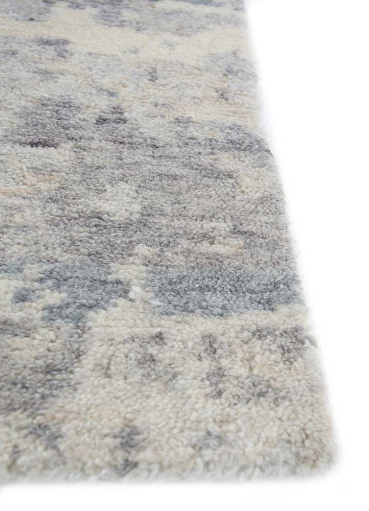 entropy grey and black wool hand knotted Rug - Corner