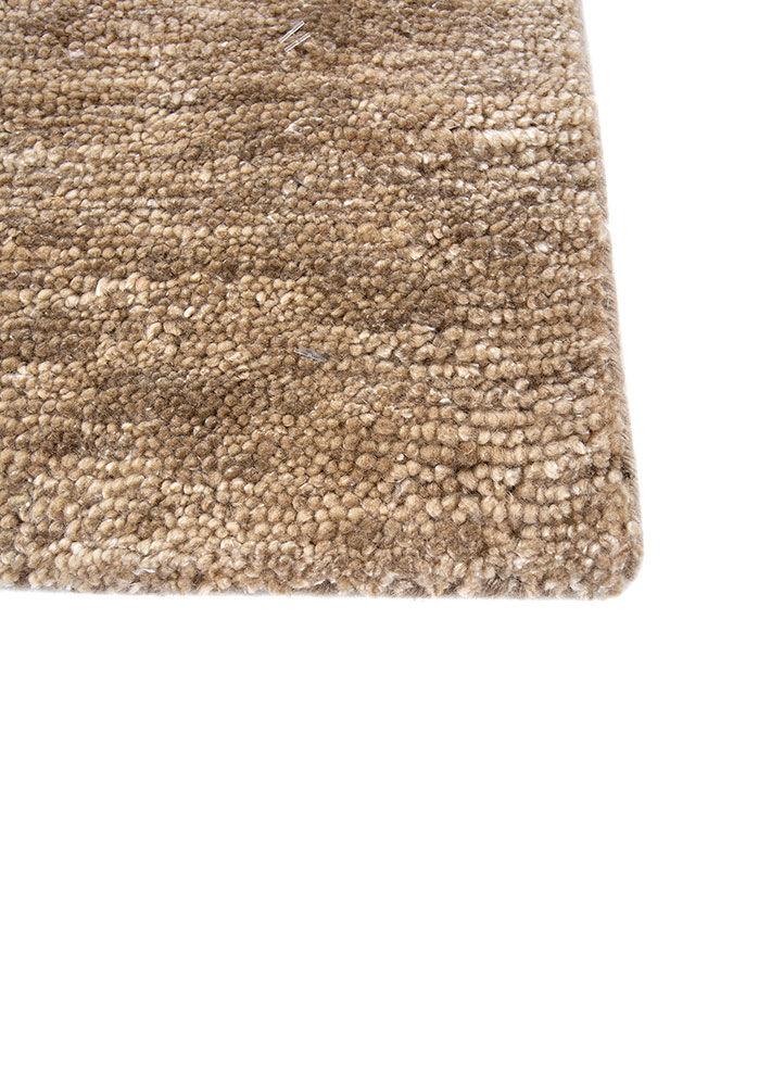 blythe beige and brown wool hand knotted Rug - Corner