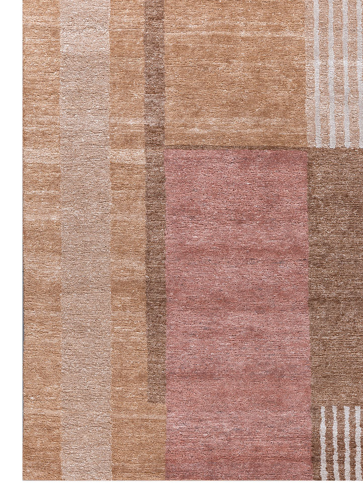 blythe red and orange wool hand knotted Rug - Corner
