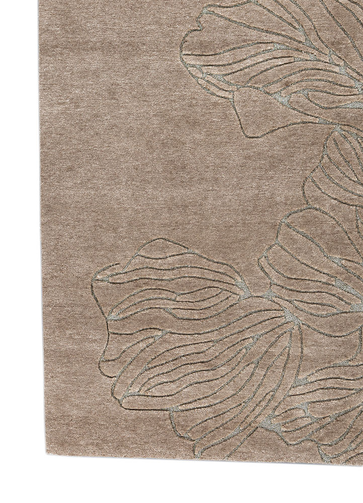 azalea beige and brown wool hand knotted Rug - Corner