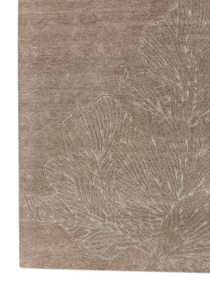 azalea beige and brown wool hand knotted Rug - Corner