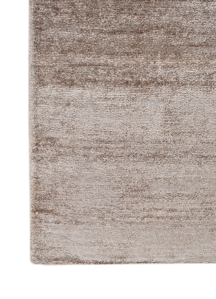 entropy ivory bamboo silk hand knotted Rug - Corner
