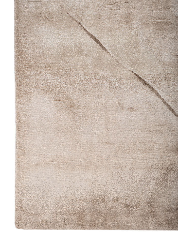 entropy ivory bamboo silk hand knotted Rug - Corner