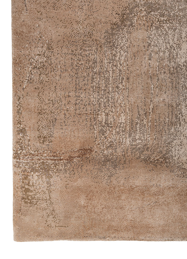 aprezo beige and brown bamboo silk hand knotted Rug - Corner