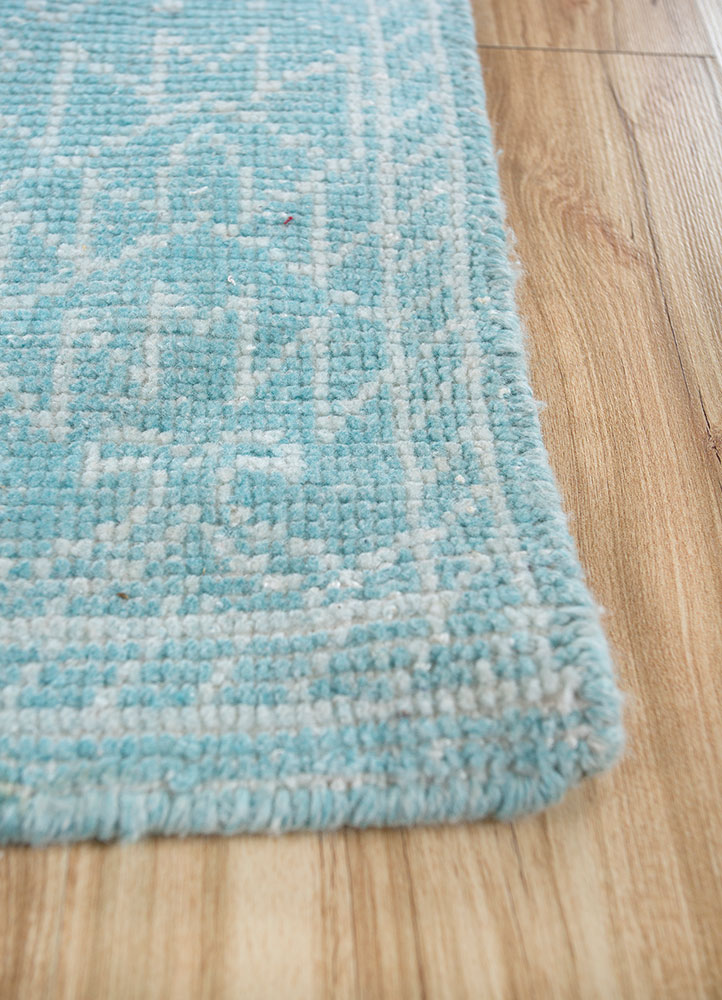 erbe blue polyester hand knotted Rug - Corner
