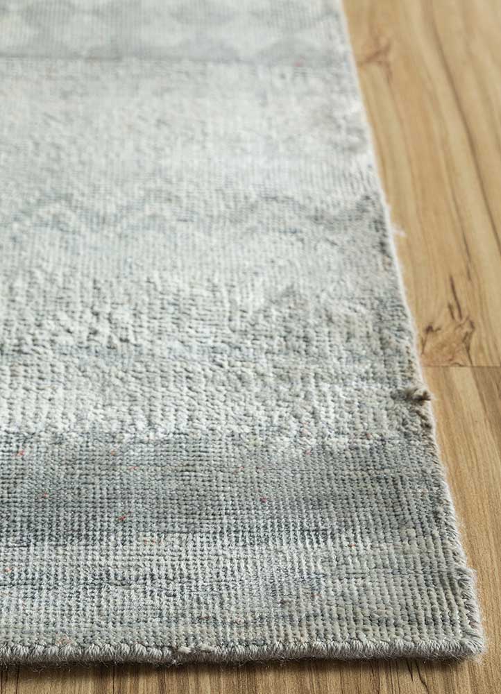 gulmarg grey and black silk hand knotted Rug - Corner