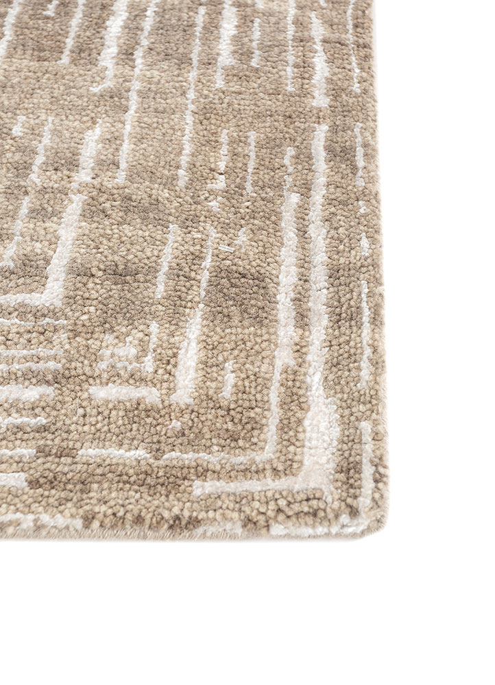 uvenuti beige and brown wool and bamboo silk hand knotted Rug - Corner