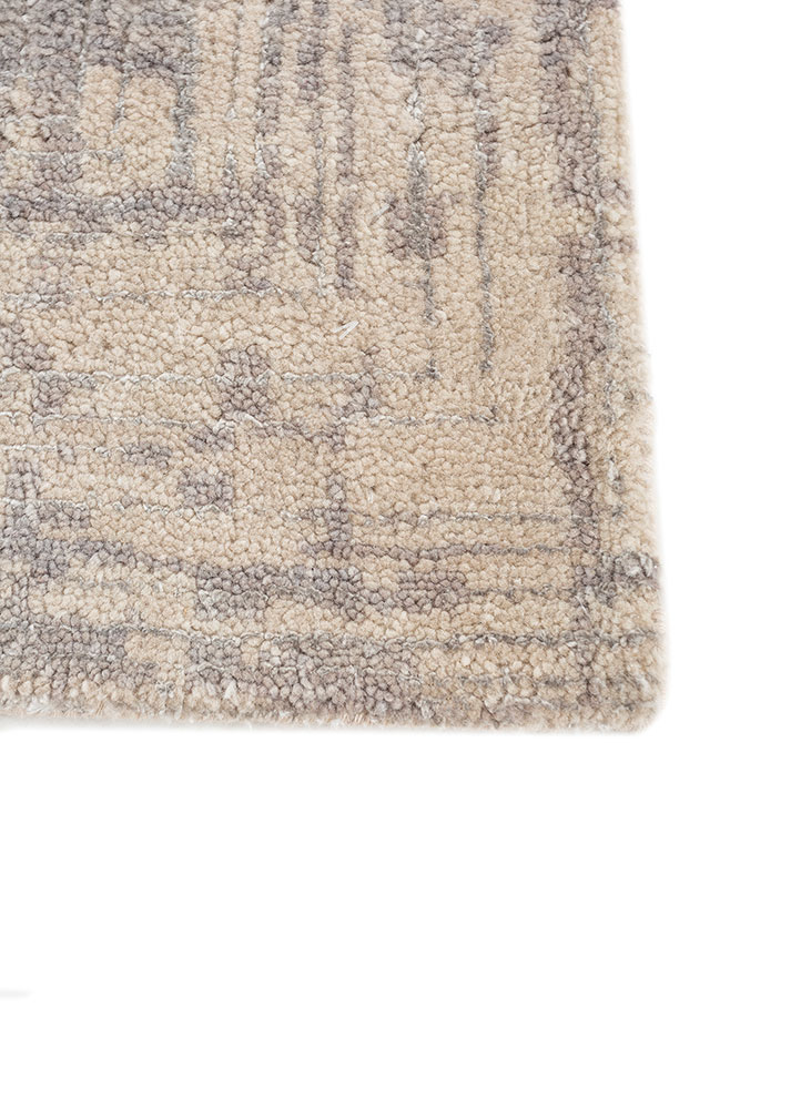 uvenuti ivory wool and bamboo silk hand knotted Rug - Corner