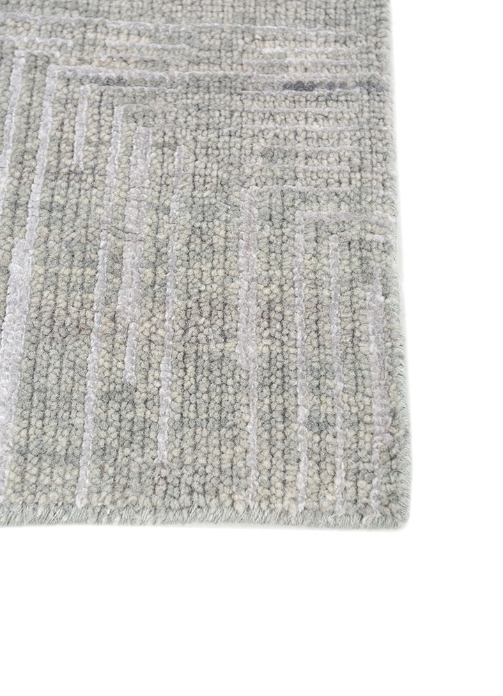 uvenuti blue wool and bamboo silk hand knotted Rug - Corner