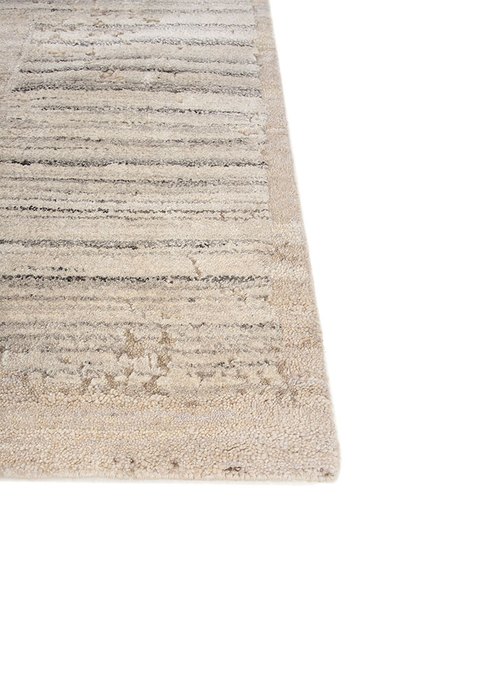aakar by kavi ivory afghan wool and bamboo silk hand knotted Rug - Corner