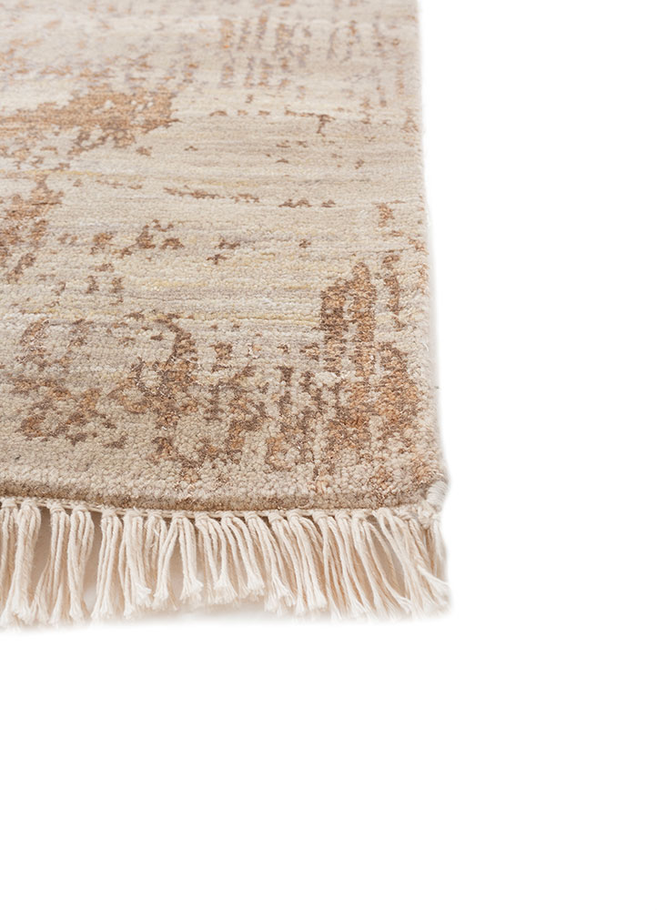 entropy ivory afghan wool and bamboo silk hand knotted Rug - Corner
