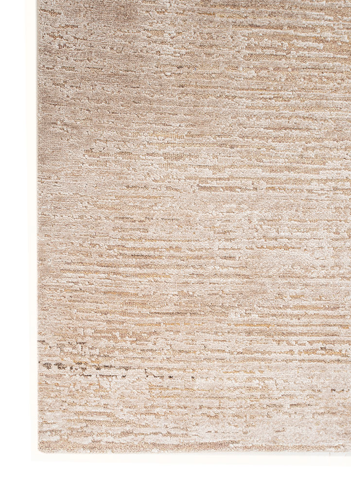 entropy ivory wool and bamboo silk hand knotted Rug - Corner