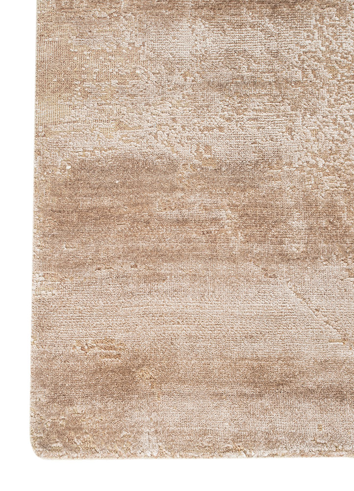 entropy ivory wool and bamboo silk hand knotted Rug - Corner