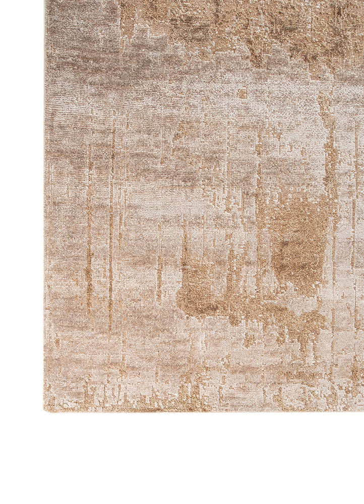 entropy ivory wool and bamboo silk hand knotted Rug - Corner